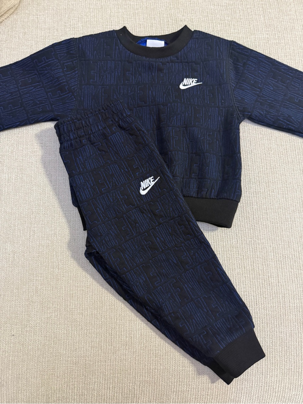 Nike Kids Navy Jogger Pants with White Swoosh
